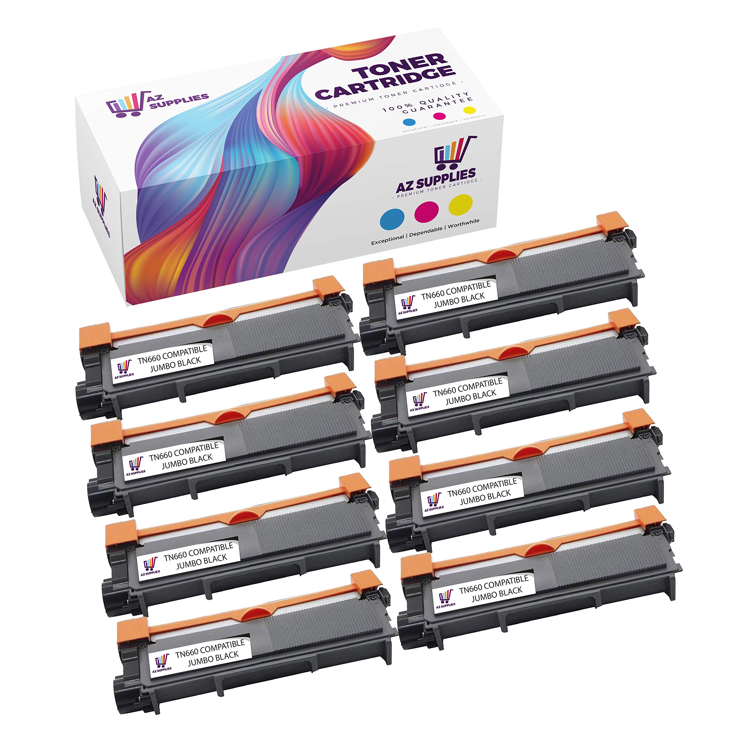 AZ Supplies Compatible Toner Cartridge Replacement for Brother TN660 JUMBO BLACK TN630 DCP-L2520DW-L2540DW HL-L2300D-L2305W-L2320D-L2340DW-L2360DW-L2380DW MFC-L2680W-L2700DW/05DW/07DW/20DW/40DW 8 Pack