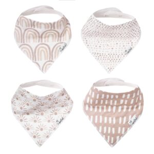 Copper Pearl Baby Bandana Bibs - 4 Pack Soft Cotton Baby Bibs for Drooling and Teething, Absorbent Drool Bibs for Baby Girl and Boy, Adjustable to Fit Newborns to Toddlers, Tons of Styles (Bliss)