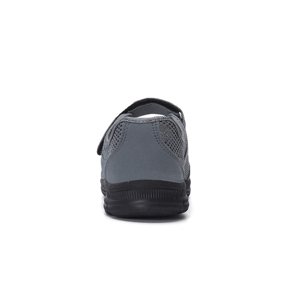 LLTMALL Women's Mesh Mary Jane Sneakers Comfort Flats Casual Walking Shoes Dark Grey 6.5