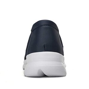 LLTMALL Women's Mesh Slip on Sneakers Comfortable Knit Ballet Flats Shoes Dark Blue 10