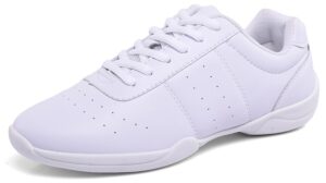 wuiwuiyu adult youth women's white cheerleading shoe sport dance training competition tennis sneakers cheer shoes size 2