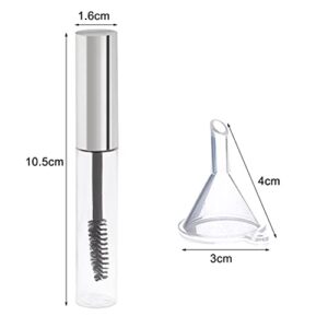 2Pcs 10ml Empty Mascara Tube with Eyelash Wand,Silver Eyelash Cream Container Bottle for Applying Castor Oil and Cosmetics Stocking Stuffers for Women