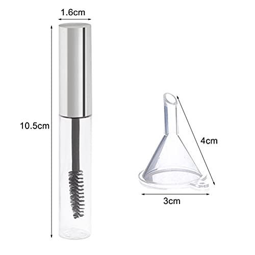 2Pcs 10ml Empty Mascara Tube with Eyelash Wand,Silver Eyelash Cream Container Bottle for Applying Castor Oil and Cosmetics Stocking Stuffers for Women