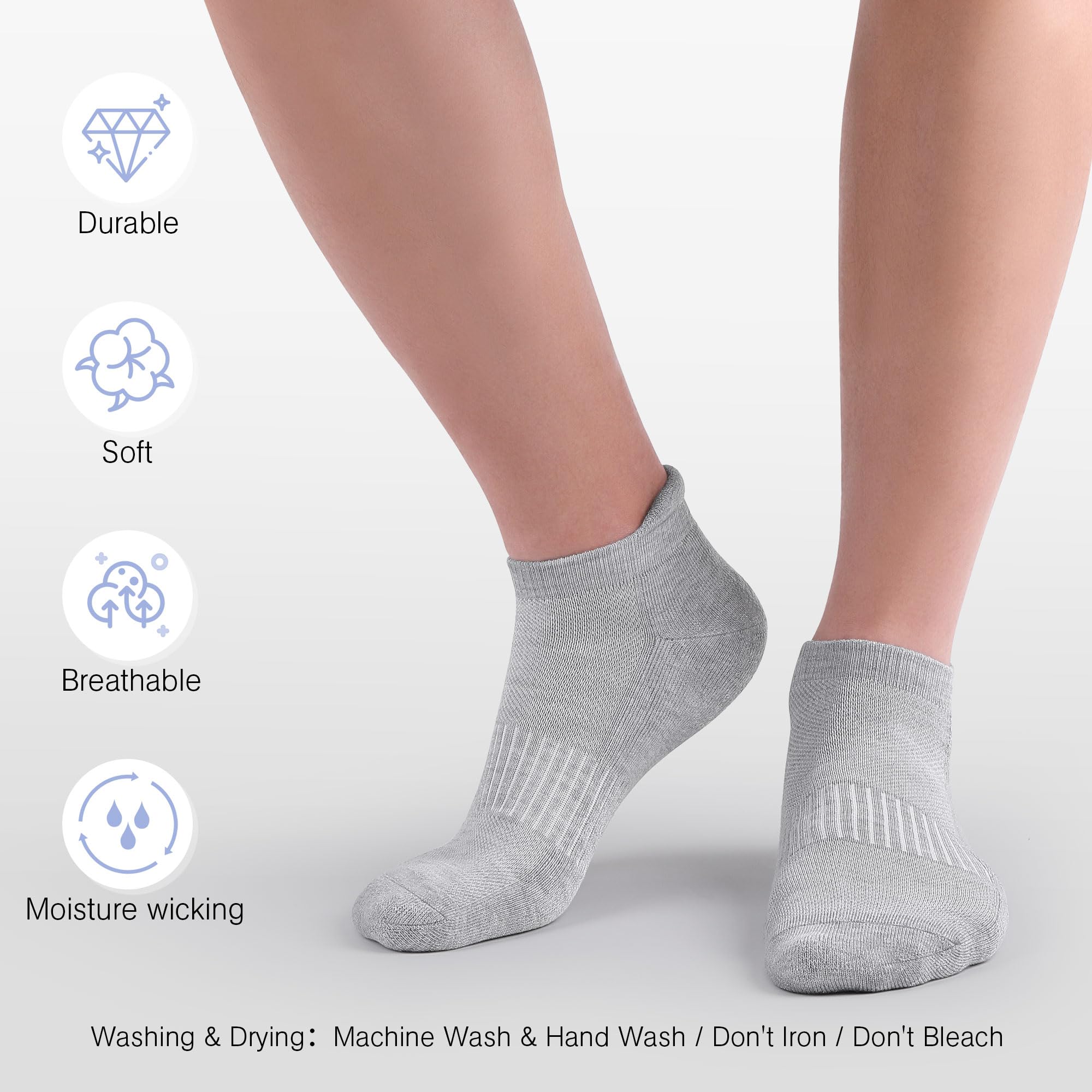 Felicigeely Ankle Socks Athletic Running Socks Low Cut Sport Socks Breathable Cushioned Tab Socks for Men Women 6 Pairs