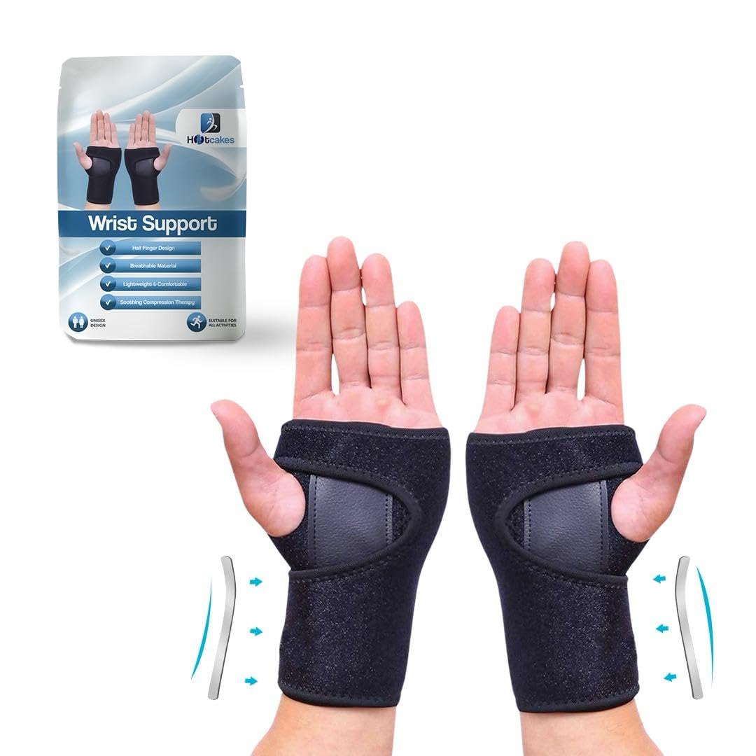 Hotcakes Wrist Supports (2PCS) for Carpal Tunnel Syndrome, Arthritis and Tendonitis – Breathable Hand and Wrist Brace Provides Wrist Splint for Joint Pain