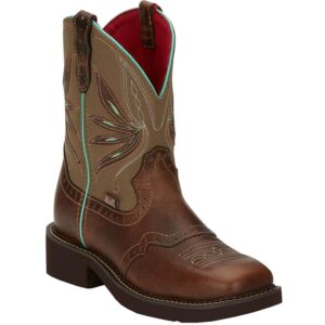 Justin Women's Nettie Western Boot Square Toe Olive 9.5 M US