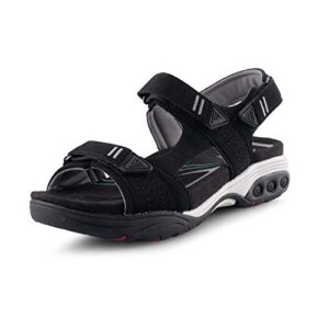 therafit kendall women's water resistant sport sandal - black 8