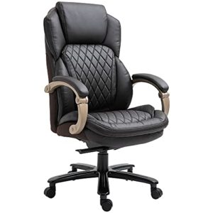 vinsetto big and tall executive office chair with wide seat, computer desk chair with high back diamond stitching, adjustable height & swivel wheels, brown