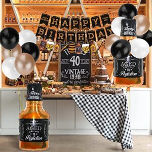 Whiskey Birthday Party Decorations, Aged to Perfection Birthday Party Supplies Whiskey Birthday Banner Garland, Whiskey Cake Toppers, White Black Champagne Gold Balloons Whiskey Bottle Foil Balloons