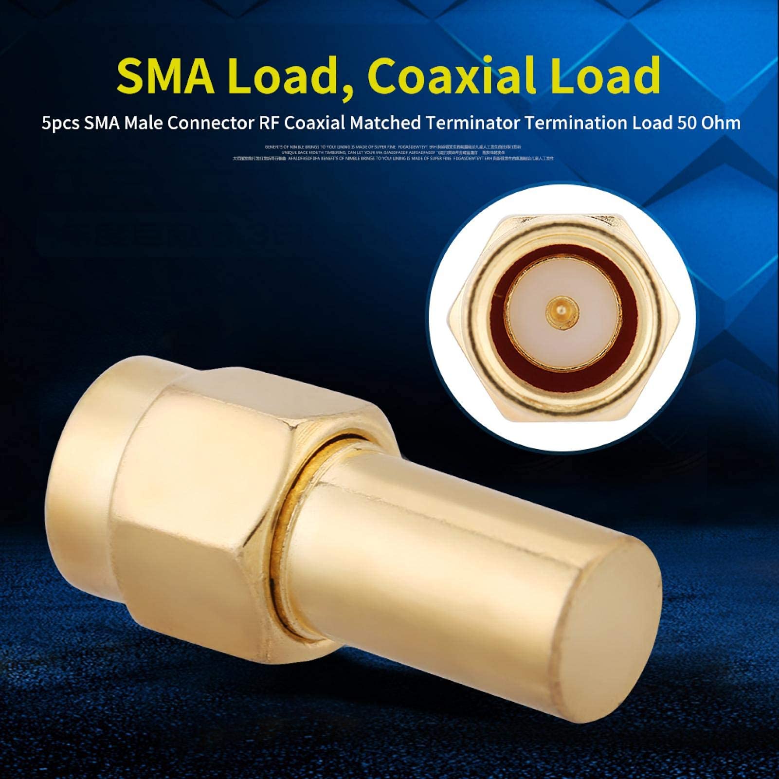 SMA Terminators, 5Pcs SMA Male Connector Coaxial Matched Terminator Termination Load 50 Ohm 2W, SMA Male Coaxial Load 50 Ω, Used for Electrical Components Instruments