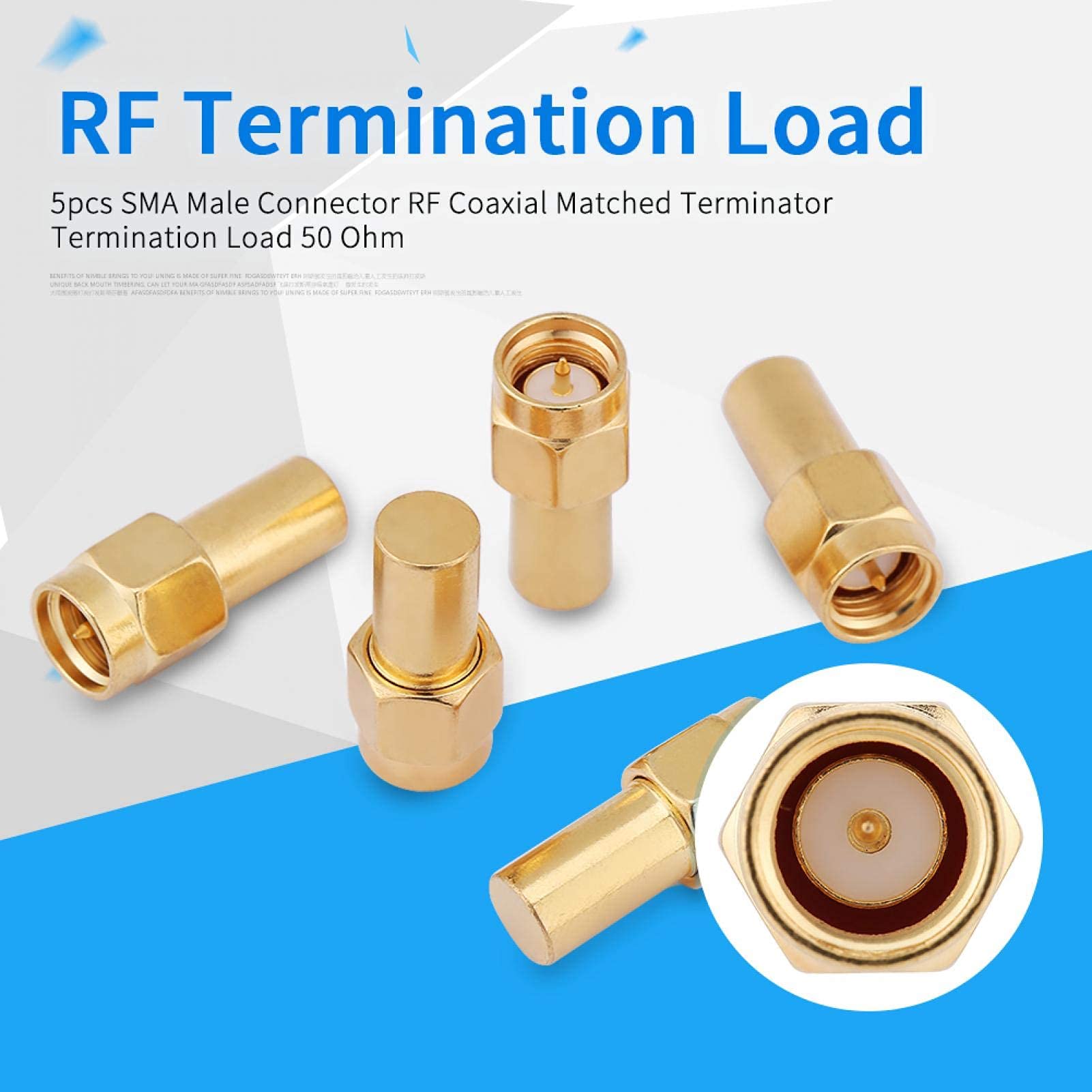 SMA Terminators, 5Pcs SMA Male Connector Coaxial Matched Terminator Termination Load 50 Ohm 2W, SMA Male Coaxial Load 50 Ω, Used for Electrical Components Instruments