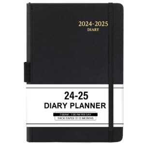2024-2025 appointment book & planner - jul 2024 - jun 2025, daily hourly planner, 5.75" x 8.25", 60-minute interval, faux soft leather cover, premium paper, academic planner, pen holder, inner pocket