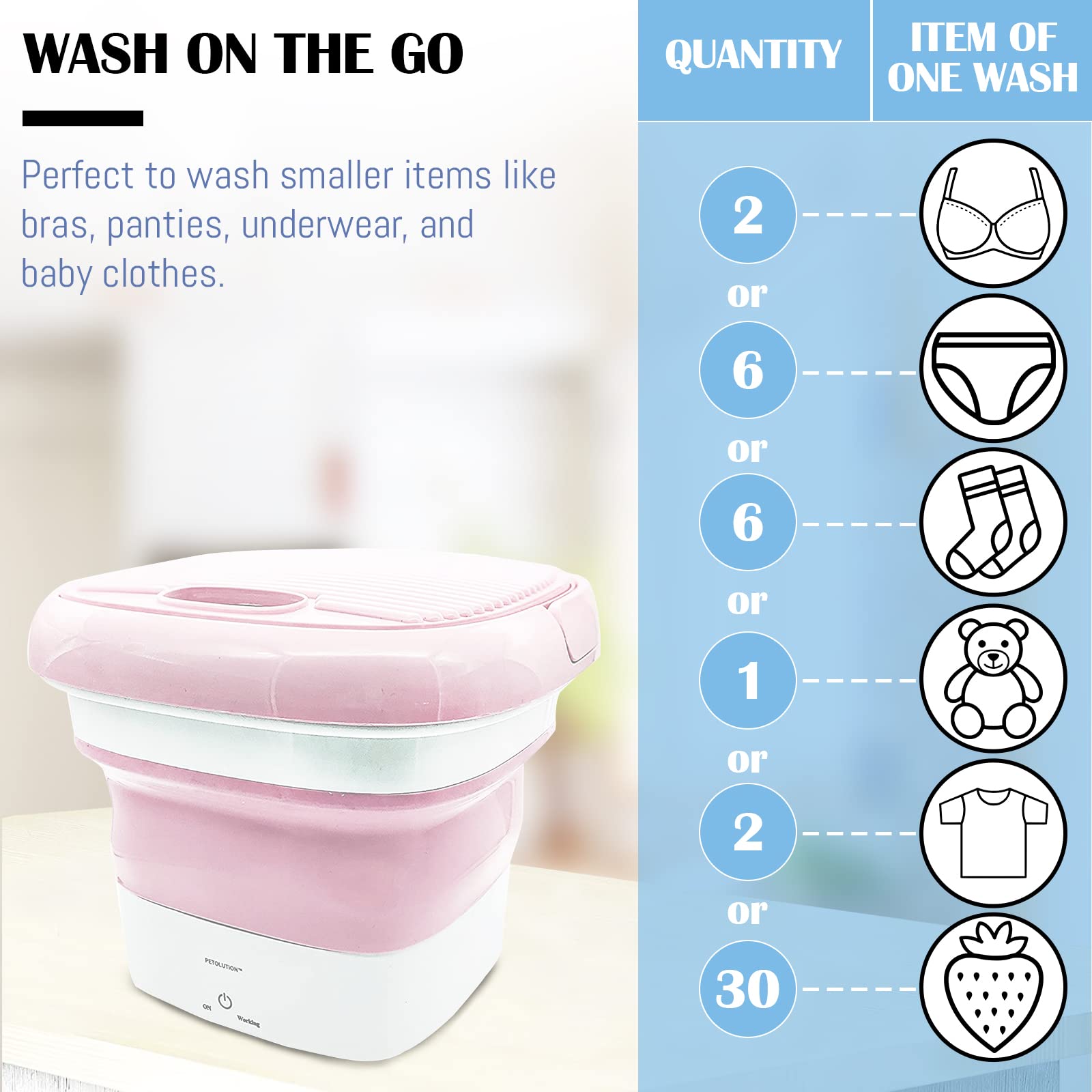 Mini Portable Washing Machine - Folding Washing Machine - Bucket Washer for Clothes Laundry- Collapsible Washing Machine - Underwear Washing Machine for Camping, RV, Travel, Small Spaces