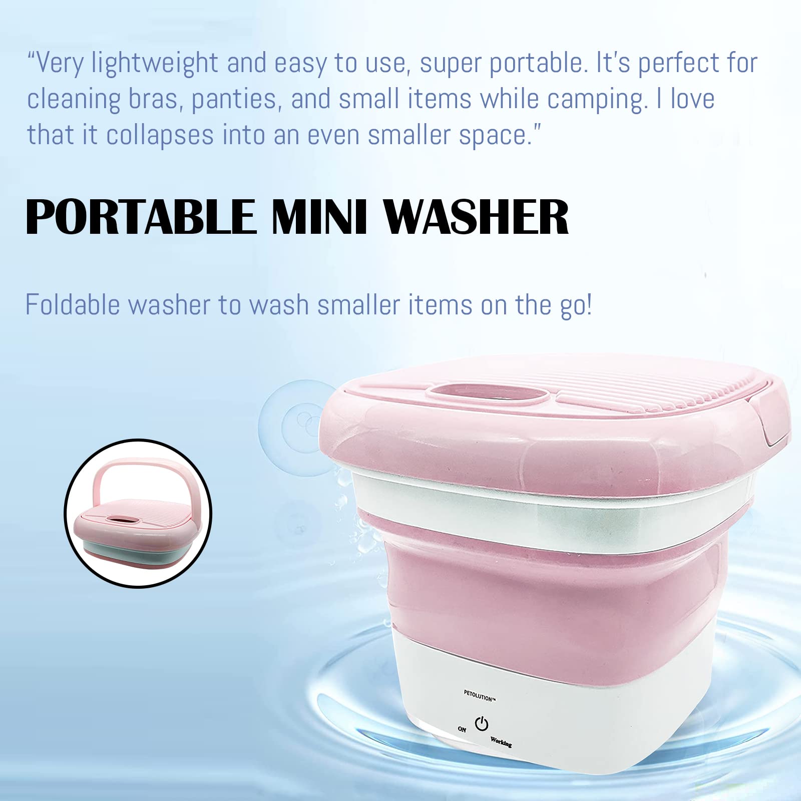 Mini Portable Washing Machine - Folding Washing Machine - Bucket Washer for Clothes Laundry- Collapsible Washing Machine - Underwear Washing Machine for Camping, RV, Travel, Small Spaces