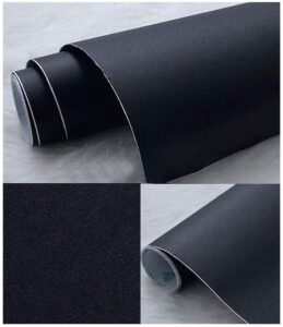 black matte contact paper self adhesive shelf liner door countertop cabinet sticker pvc black wallpaper for desk furniture kitchen drawer 16.1" x 195"(40cm x 5m)