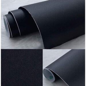 Black Matte Contact Paper Self Adhesive Shelf Liner Door Countertop Cabinet Sticker PVC Black Wallpaper for Desk Furniture Kitchen Drawer 16.1" x 195"(40cm x 5m)