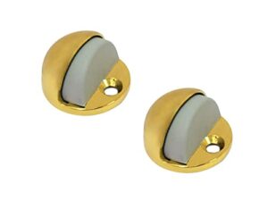qcaa solid brass low dome floor door stop, 1/4"-3/4" clearance from floor buttom, polished brass, 2 pack, made in taiwan