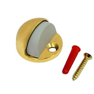 QCAA Solid Brass Low Dome Floor Door Stop, 1/4"-3/4" Clearance from Floor Buttom, Polished Brass, 2 Pack, Made in Taiwan