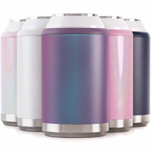 maars standard can cooler for beer & soda | stainless steel 12oz beverage sleeve, double wall vacuum insulated drink holder - purple haze