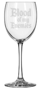 artisan owl blood of my enemies - funny 12oz stemmed wine glass