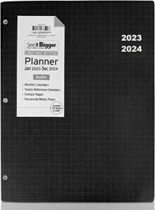 planahead home/office 2-year large monthly planner, january 2023 - december 2024, 8.5 x 11 inches (black)