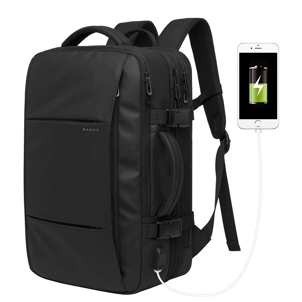 BANGE Laptop Backpack Expandable 21L-37L Waterproof USB Port 1.1 KG 15.6" Laptop Polyester Upgrade Travel Bag