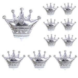 Generic 10 Pcs Crown Balloon Silver Balloon Crown Mylar Balloon for Wedding Birthday Girl Theme Party Decoration