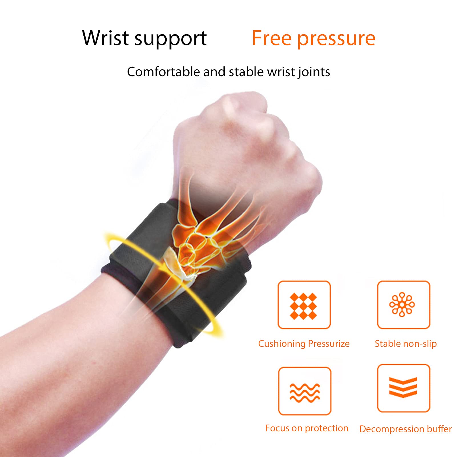 2 Pack Wrist Straps for Weightlifting Men,Wristbands Support,Tennis Wrist Support,Adjustable Wrist Wraps for Carpal Tunnel,Wrist Brace for Working Out,Pain Relief,Non-pilling,High Elasticity