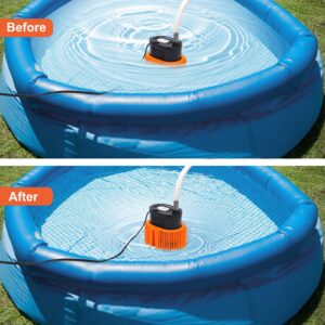 AgiiMan Pool Cover Pump Above Ground - Submersible Sump Pump, Water Removal with 16' Drainage Hose and 25 Feet Power Cord, 850 GPH, 3 Adapters, Orange