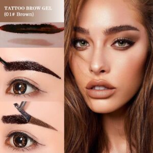 LSxia 2 Pcs Peel Off Tattoo Eyebrow Gel, Natural Elegant Eye-brow Gel Long-Lasting Waterproof Eyebrow Tattoo Peel Off Eyebrow Peel Off Tattoo Brow Tattoo Makeup (Brown)