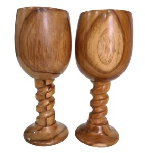 handmade wooden shine goblet wine glass natural wooden wine chalice rustic goblet cup drinkware cummunion toast set of 2