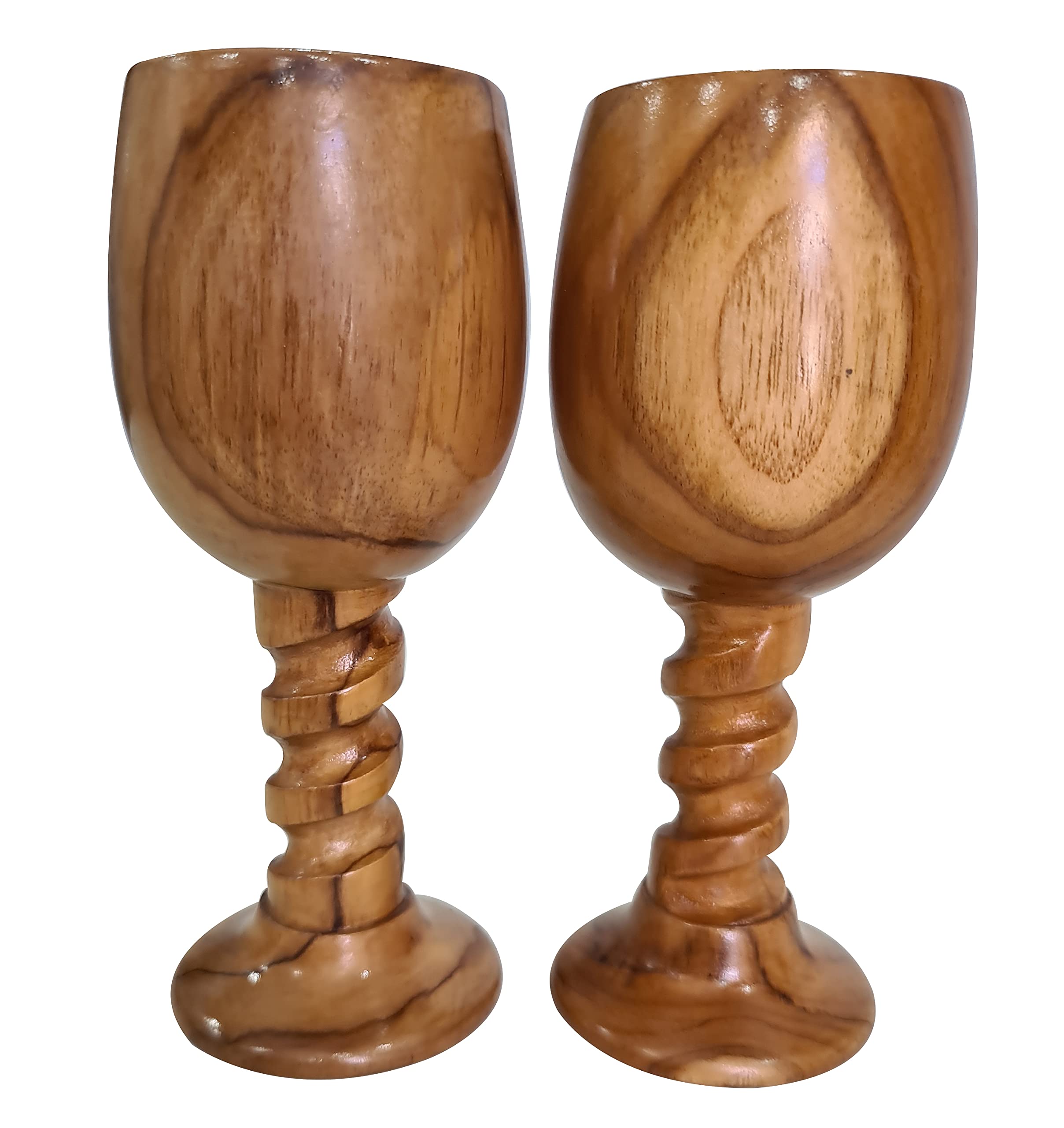 Handmade Wooden Shine Goblet Wine Glass Natural Wooden Wine Chalice Rustic Goblet Cup Drinkware Cummunion Toast Set of 2