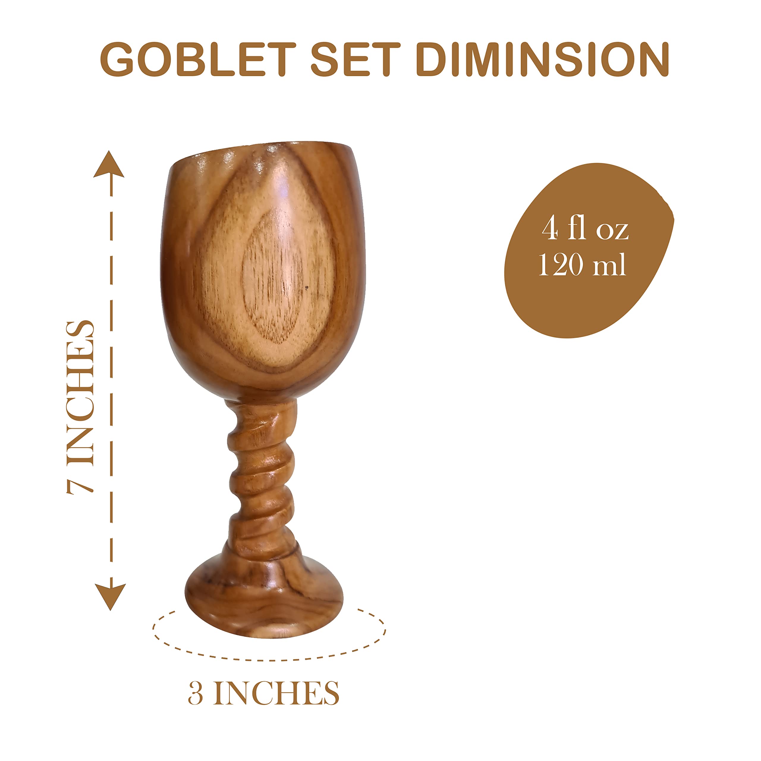 Handmade Wooden Shine Goblet Wine Glass Natural Wooden Wine Chalice Rustic Goblet Cup Drinkware Cummunion Toast Set of 2