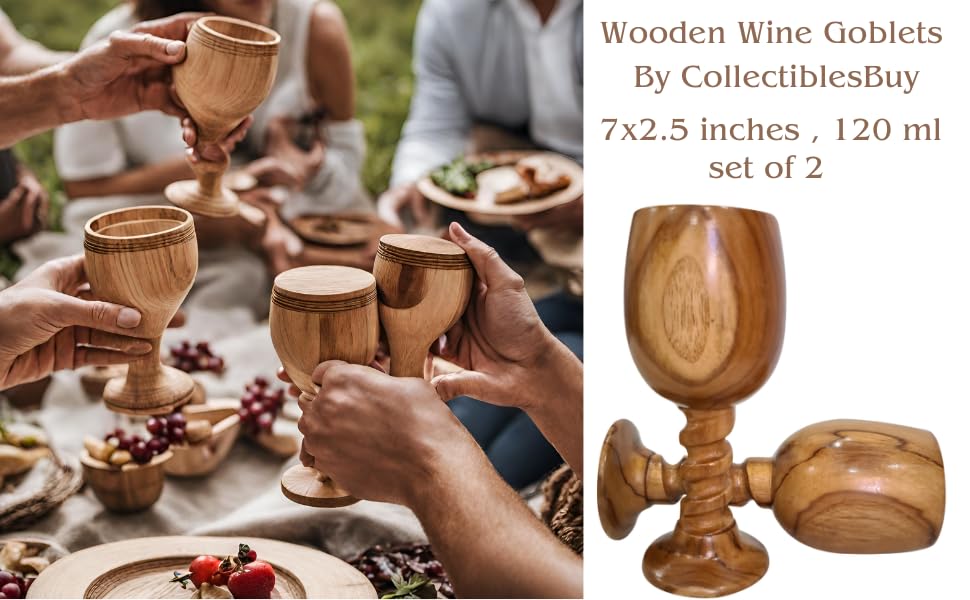 Handmade Wooden Shine Goblet Wine Glass Natural Wooden Wine Chalice Rustic Goblet Cup Drinkware Cummunion Toast Set of 2