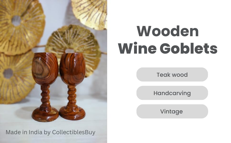 Handmade Wooden Shine Goblet Wine Glass Natural Wooden Wine Chalice Rustic Goblet Cup Drinkware Cummunion Toast Set of 2