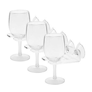 WANLIAN Wine glass holder, portable glass holder for acrylic bathroom and shower room, used for champagne, wine, martini, drink glass holder (3 pcs)