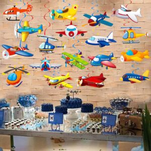 Airplane Hanging Swirls Airplane Birthday Party Decorations Helicopter Foil Swirls Plane Party Ceiling Streamers for Airplane Theme Baby Shower Supplies