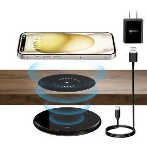 kpon invisible wireless charger, hidden long distance charger, under desk 10w furniture charging pad for iphone 14/14 plus/14 pro/14 pro max/13 series/wireless phones