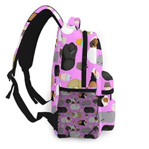 NiYoung Guinea Pigs and Cupcakes Casual Backpck Big Capacity Anti-Theft Multipurpose Bookbag Backpack Multipurpose Rucksacks for Teenage