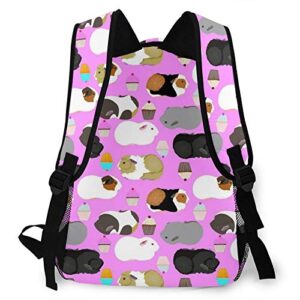 NiYoung Guinea Pigs and Cupcakes Casual Backpck Big Capacity Anti-Theft Multipurpose Bookbag Backpack Multipurpose Rucksacks for Teenage