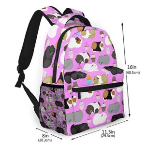 NiYoung Guinea Pigs and Cupcakes Casual Backpck Big Capacity Anti-Theft Multipurpose Bookbag Backpack Multipurpose Rucksacks for Teenage