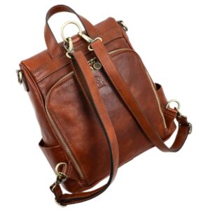 Time Resistance Leather Backpack Convertible to Shoulder Bag Full Grain Real Leather Travel Versatile Rucksack