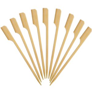 minisland premium 4.7 inch square small mini bamboo paddle skewers for appetizers fruit kabobs sandwiches cocktail party finger food sticks 3mm thick 100 counts -msl162