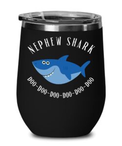 nephew gifts from aunt birthday christmas gift for nephew from uncle funny nephew shark doo doo wine tumbler for nephews gag gifts for men coffee mug