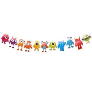 little monster banner for monster theme birthday party decorations, baby shower party supplies, cartoon monster garland