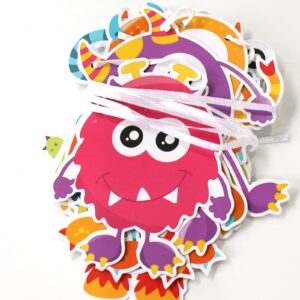 Little Monster Banner for Monster Theme Birthday Party Decorations, Baby Shower Party Supplies, Cartoon Monster Garland