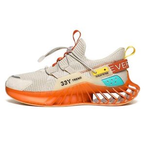 ahico mens running sneakers walking shoes mesh comfortable lightweight tennis breathable sport casual athletic workout orange, 9.5