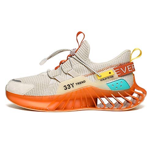 Ahico Mens Running Sneakers Walking Shoes Mesh Comfortable Lightweight Tennis Breathable Sport Casual Athletic Workout Orange, 9.5