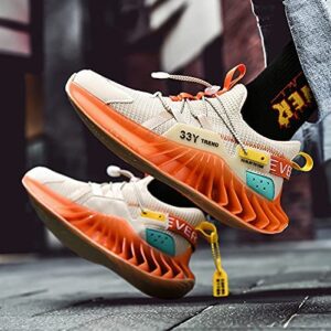 Ahico Mens Running Sneakers Walking Shoes Mesh Comfortable Lightweight Tennis Breathable Sport Casual Athletic Workout Orange, 9.5