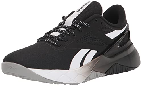 Reebok Women's Nanoflex Cross Trainer, Black/White/Pure Grey, 8.5